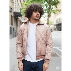 Vintage Lined Puffer Reversible Zip-Off Arms Women's Jacket Coat Andy Johns M